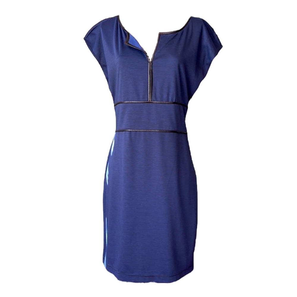 Max Studio Blue and Black Striped Dress - Picture 1 of 9